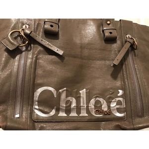 Chloe Large Leather Tote, Taupe Light Brown Handbag, Vintage RARE